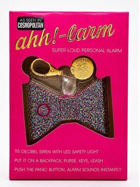 Blingsting Ahh-Larm Glitter Bow Personal Safety Alarm Keychain New In Box